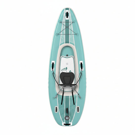1-Person Inflatable Kayak with Drop-Stitch Floor, Lightweight, Portable, Durable Solo Kayak for Fishing, Touring, and Recreational Paddling, Blue (HIN Included)