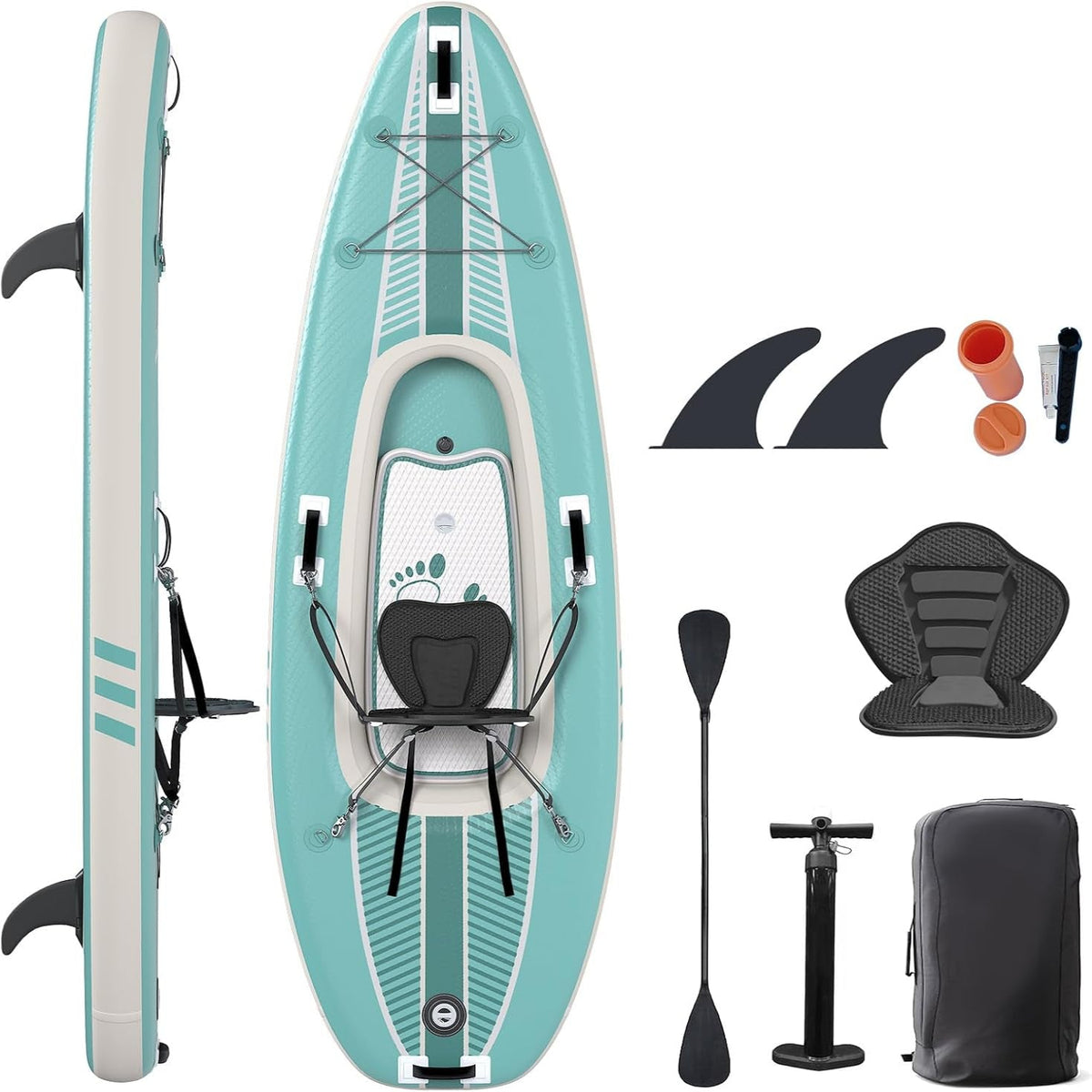 1-Person Inflatable Kayak with Drop-Stitch Floor, Lightweight, Portable, Durable Solo Kayak for Fishing, Touring, and Recreational Paddling, Blue (HIN Included) — product view 2