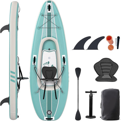 1-Person Inflatable Kayak with Drop-Stitch Floor, Lightweight, Portable, Durable Solo Kayak for Fishing, Touring, and Recreational Paddling, Blue (HIN Included) — product view 2