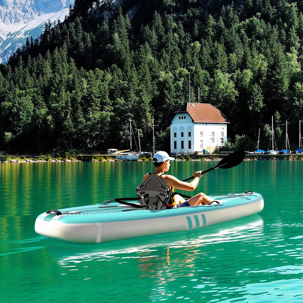 1-Person Inflatable Kayak with Drop-Stitch Floor, Lightweight, Portable, Durable Solo Kayak for Fishing, Touring, and Recreational Paddling, Blue (HIN Included) — product view 8