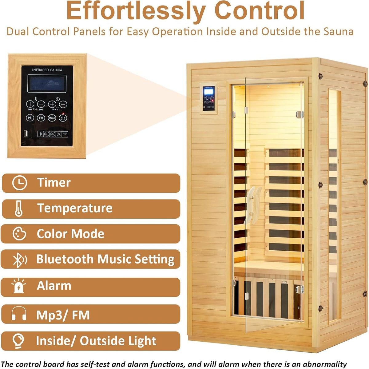 2024 Upgrade 1 to 2 Person Infrared Sauna, Low EMF Infrared Sauna for Home, Indoor Sauna Room, Hemlock Wooden Far Infrared Sauna, Dry Sauna with Bluetooth Speakers, LED Reading and Chromotherapy Lamp — product view 8