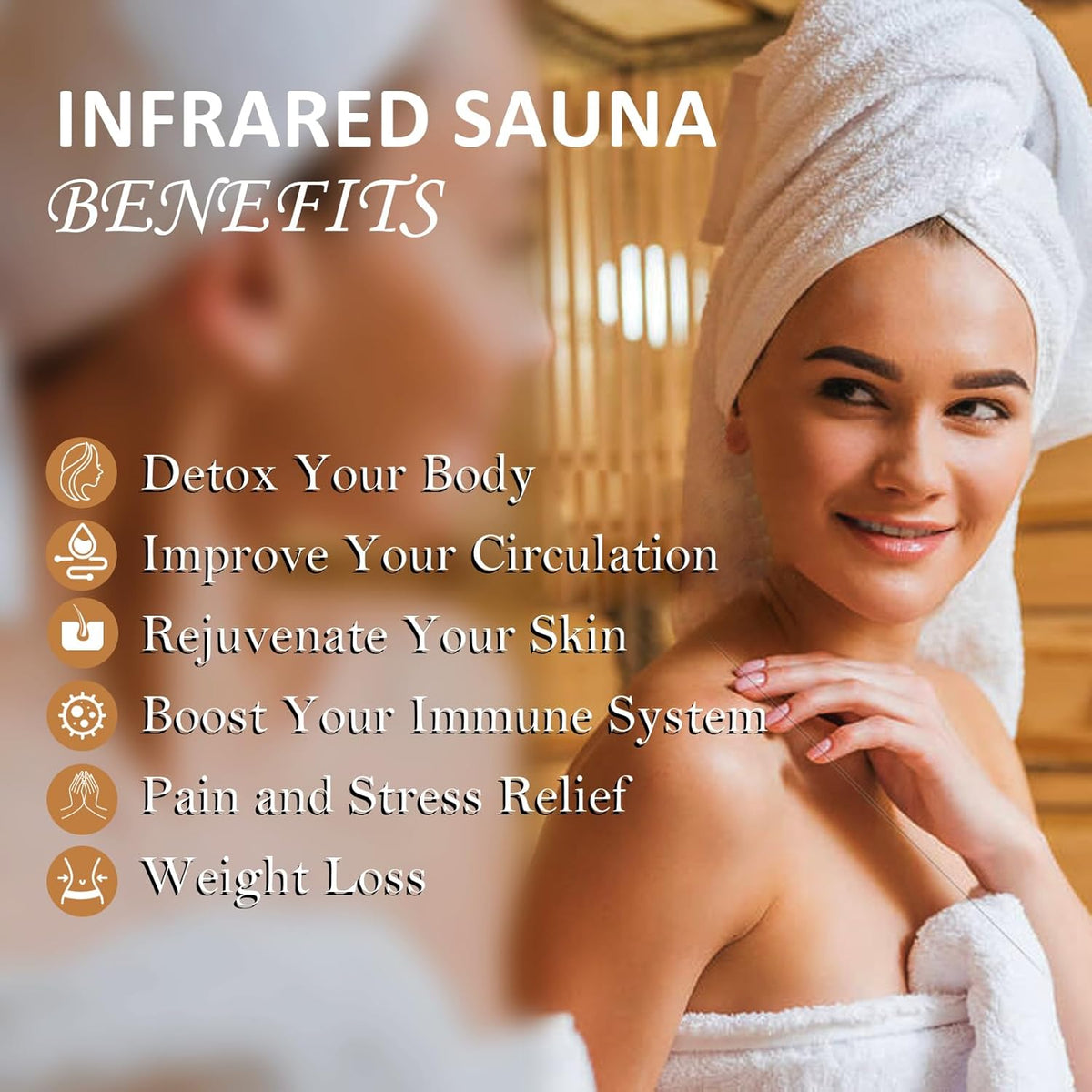 2024 Upgrade 1 to 2 Person Infrared Sauna, Low EMF Infrared Sauna for Home, Indoor Sauna Room, Hemlock Wooden Far Infrared Sauna, Dry Sauna with Bluetooth Speakers, LED Reading and Chromotherapy Lamp — product view 9