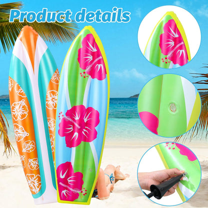 4 Pcs Inflatable Surf Board 36 Inch Inflatable Pool Floats | Luau Hawaiian Party Decorations, Tropical Flower Blow up Surfboard, Pool Summer Beach Party Decoration, Wall Surf Board Prop — product view 3