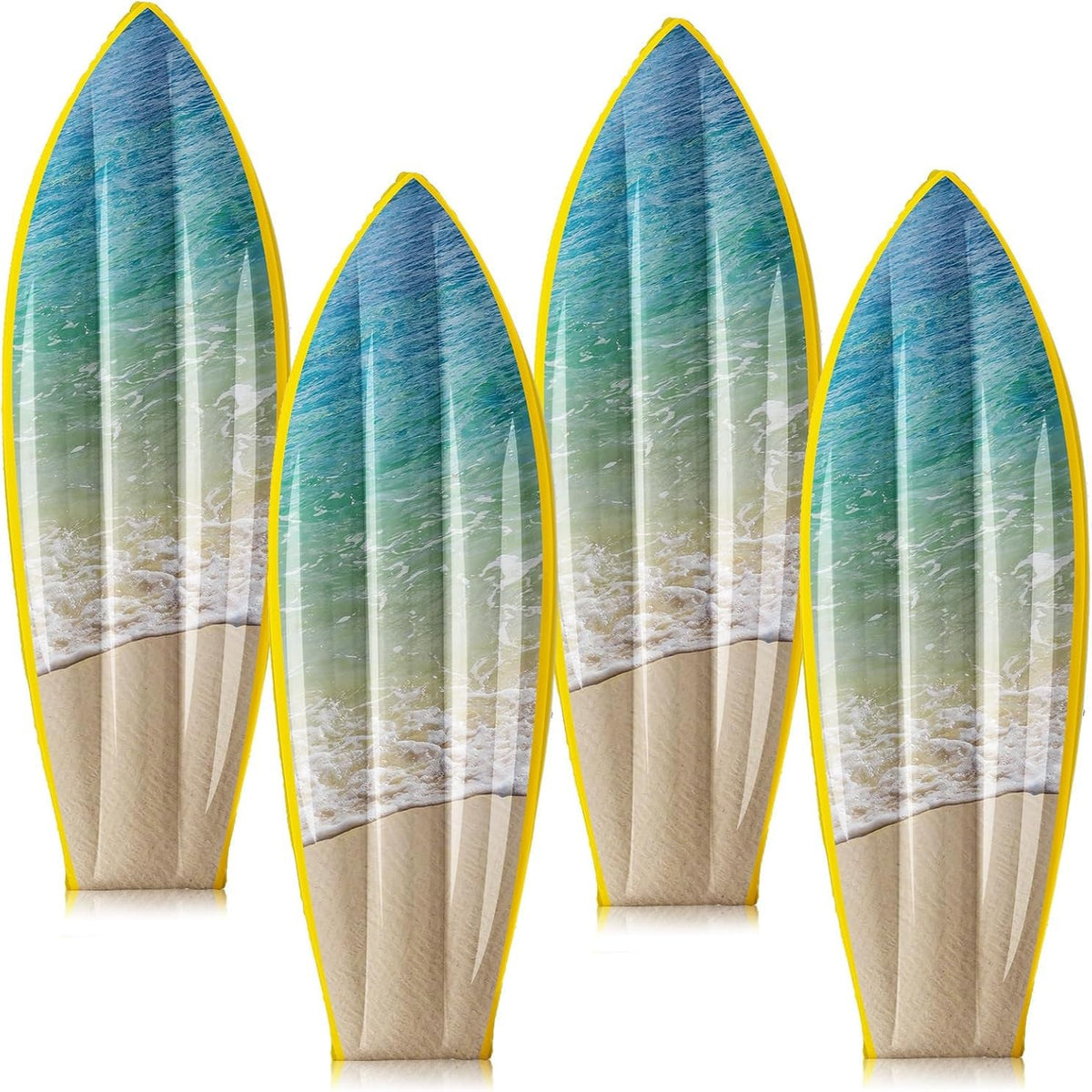4 Pcs Ocean Waves Inflatable Surf Board 36 in Luau Party Decor | Hawaiian Beach Luau Inflatable Pool Floats, Blow up Surfboard, Wall Summer Beach Ocean Party Decorations — product view 5