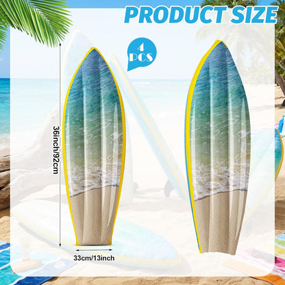 4 Pcs Ocean Waves Inflatable Surf Board 36 in Luau Party Decor | Hawaiian Beach Luau Inflatable Pool Floats, Blow up Surfboard, Wall Summer Beach Ocean Party Decorations — product view 8