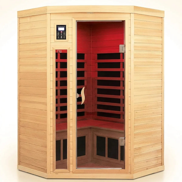 Infrared Sauna Built for Home Recovery, 2-3 Person Capacity, Canadian Hemlock Wood, Far Infrared Heating — Studio Shot