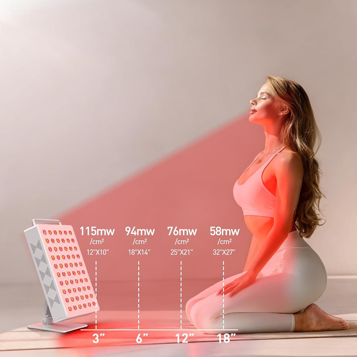Red Light Therapy Panel 5 Wavelength 60 Dual Chip Leds 630+660+810+830+850Nm Red and near Infrared Lamp Therapy Device 100W with Timer & Stand for Body Pain Relief Face Skin Health Sleep White — product view 2
