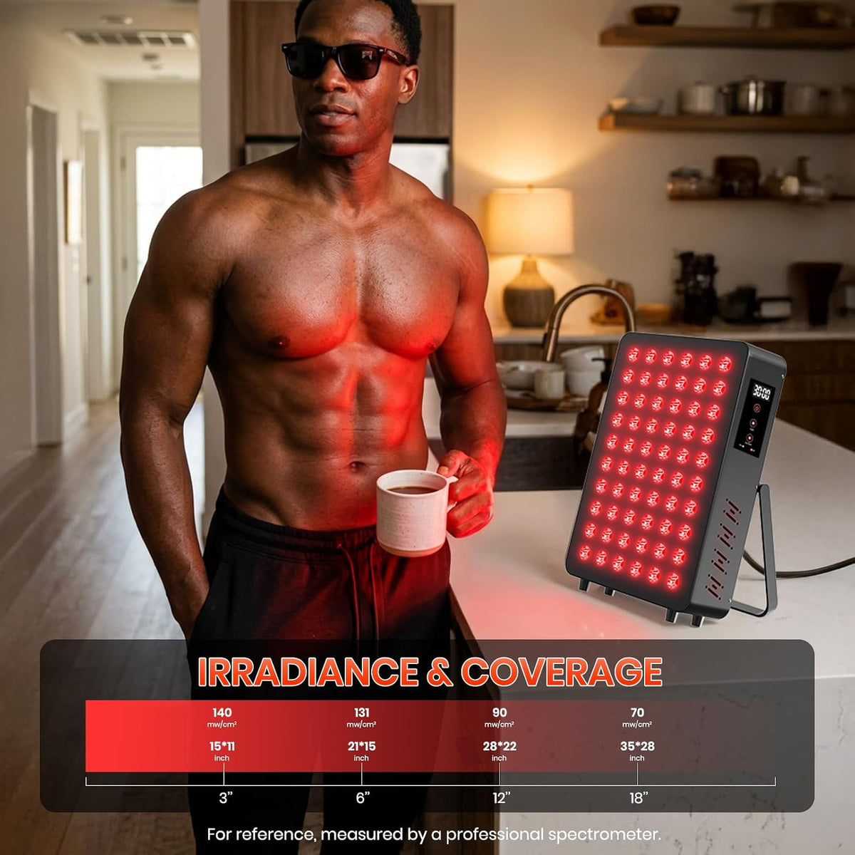 Red Light Therapy Panel, 660Nm Red & 850Nm near Infrared Light Therapy Device for Body Face with 60 Dual Chip Leds, Timer, Adjustable Stand & Hidden Handle,Upgraded High Power Red Light Therapy Device — product view 3